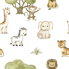 Watercolor Safari Jungle Animals Nursery