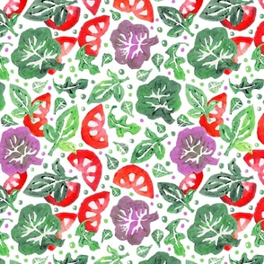 salad leaf - medium scale - stamp vegetables in green, red and lilac