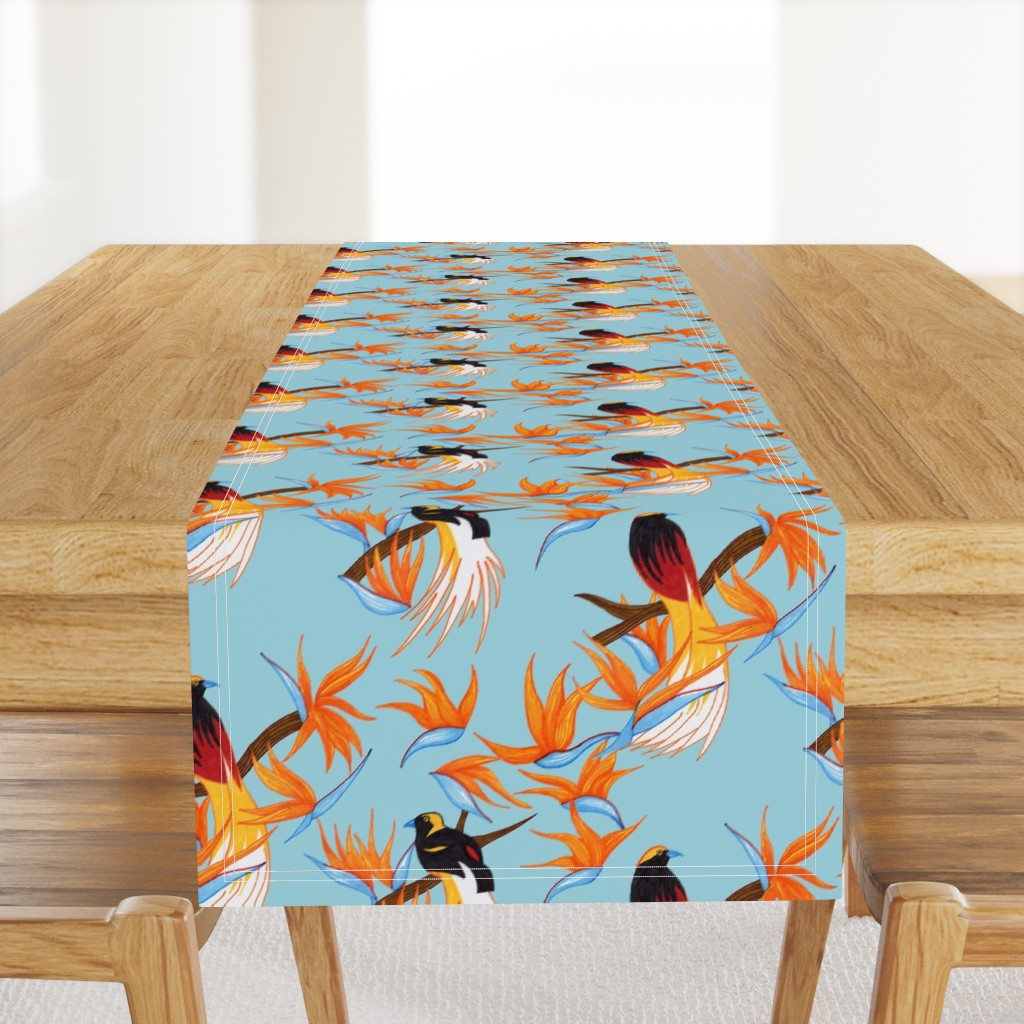 Birds of Paradise on Blue