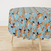 Birds of Paradise on Blue