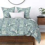 California Tropical Birds & Botanicals - Dusty Teal