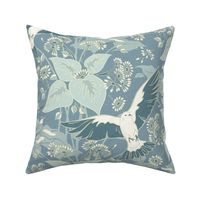 California Tropical Birds & Botanicals - Dusty Teal