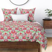 medium // Folk art style florals and butterflies limited palette color bloom