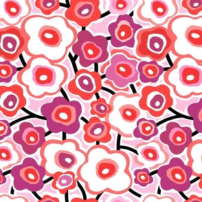 Medium - Super Bloom Boho Summer Floral 1 - Red & Pink