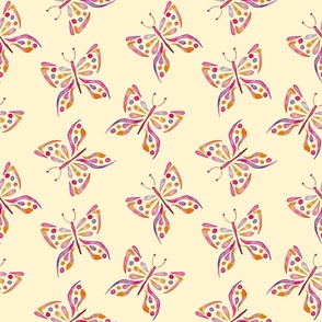 Beige watercolor butterflies