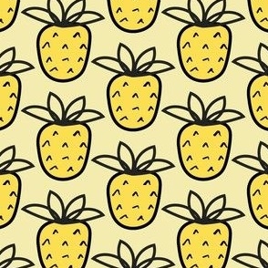 Yellow pineapple on yellow background