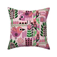 Scandi in Bloom, pink, 24 inch (12 inch half-drop)