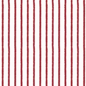 Chalk Stripe - Red on Pink Small Scale