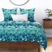 Geometric Ocean - Abstract Teal Triangle Mosaic - Contemporary Aqua Pattern for Stylish Home Accents & Modern Apparel