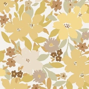 boho messy florals - yellows - large