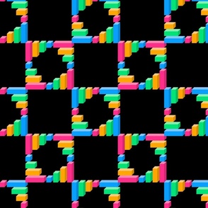 Bar Graph Checkerboard, Colorful, on Black
