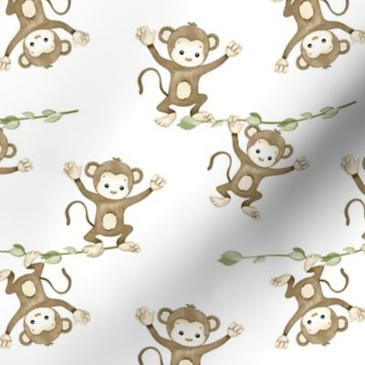 Watercolor Safari Jungle Monkeys