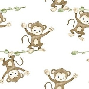 Watercolor Safari Jungle Monkeys