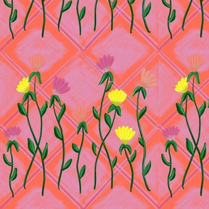 Flowers on lattice  by DulciArt,LLC