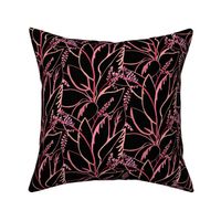 small- tropical Ti Leaf Bloom coordinates-pink on black