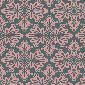 Paper-cut  Bloom: Blush and Teal