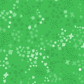 Millefleurs matching clover pattern grass green - L