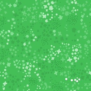 Millefleurs matching clover pattern grass green - M