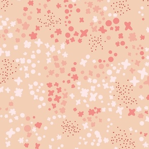 Millefleurs matching clover pattern soft coral - L