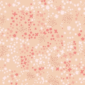 Millefleurs matching clover pattern soft coral - M