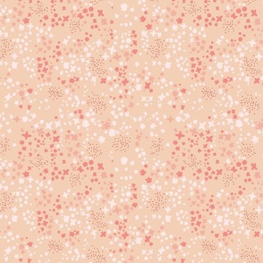 Millefleurs matching clover pattern soft coral - S