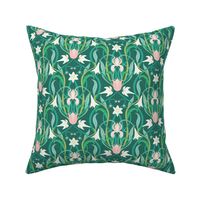 Art Nouveau lilies 8 inch arsenic green by Pippa Shaw