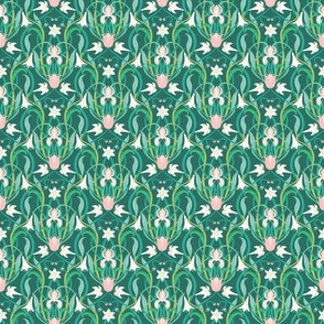 Art Nouveau lilies 6 inch arsenic green by Pippa Shaw