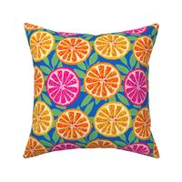 Bright Citrus Slices on Blue