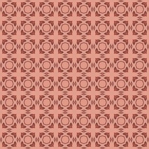 Tiny Hearts in Geometric Grid on warm Red