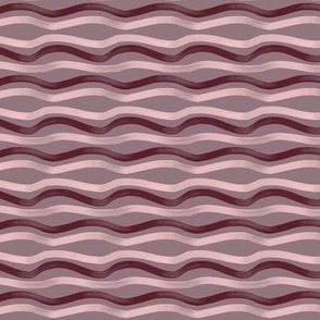 Wavy Watercolor Horizontal Stripes in Pink and Burgundy