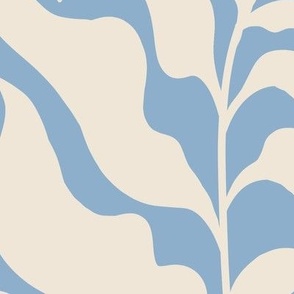 Tropical Vines Oatmeal on Blue Large Scale