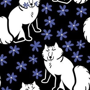 Arctic Fox Nordic style black and peri background 