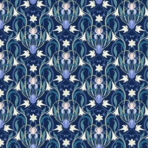 Art Nouveau lilies 8 inch midnight blue by Pippa Shaw