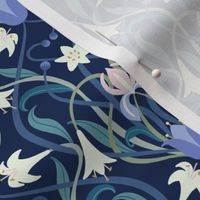 Art Nouveau lilies 6 inch midnight blue by Pippa Shaw