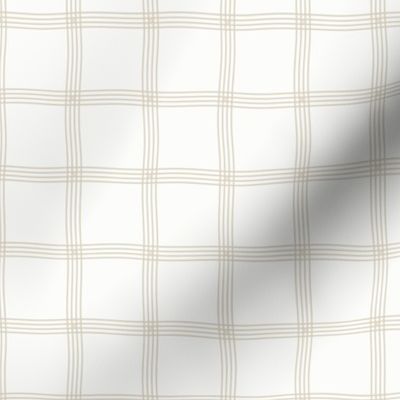 Ripple Plaid: Bone / Sand & White Modern Plaid