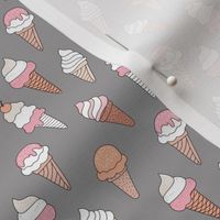 Summer ice cream cone boho snack time whipped cream and sugar sprinkles vintage seventies palette blush orange pink on gray SMALL