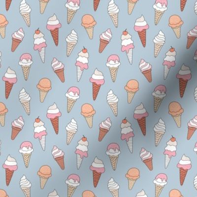 Summer ice cream cone boho snack time whipped cream and sugar sprinkles vintage seventies palette orange pink on moody blue SMALL