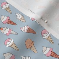 Summer ice cream cone boho snack time whipped cream and sugar sprinkles vintage seventies palette orange pink on moody blue SMALL