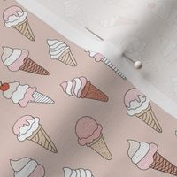Summer ice cream cone boho snack time whipped cream and sugar sprinkles vintage seventies palette blush orange pink on gray SMALL 