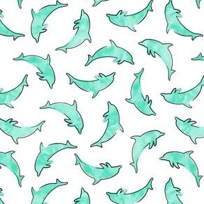 (small scale) dolphins - nautical - 2 teal - LAD22