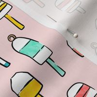 playful buoys  - summer nautical fabric - pink - LAD22