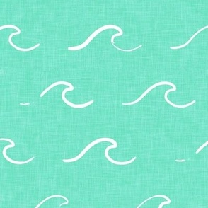 (large scale) waves - 2 teal - wallpaper scale - LAD22