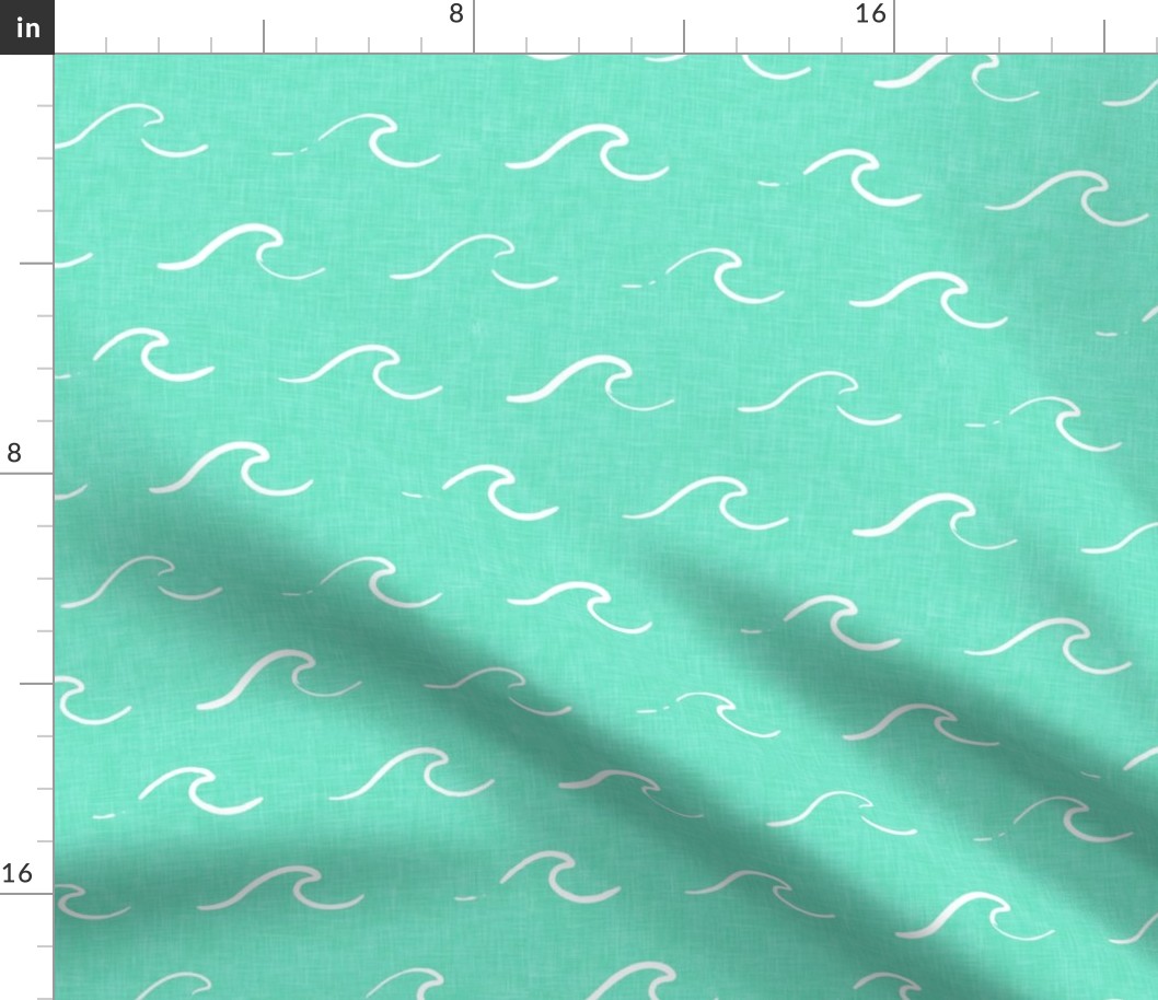 (large scale) waves - 2 teal - wallpaper scale - LAD22