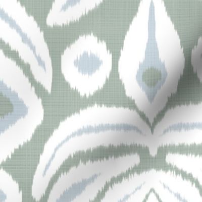 Revised Soft Blue and Custom Tree Green Ikat
