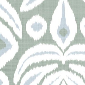 Revised Soft Blue and Custom Tree Green Ikat