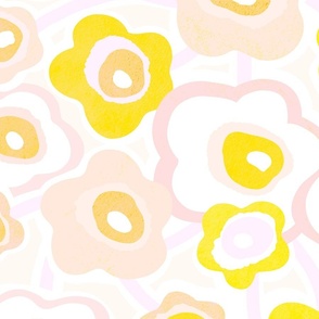 Large - Super Bloom Boho Summer Floral 4 - Sunny Yellow