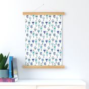 playful buoys in blue - summer nautical fabric - white - LAD22