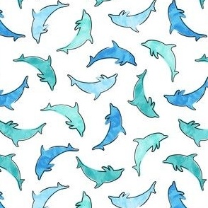 (small scale) dolphins - nautical - multi blue - LAD22