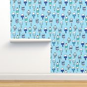 playful buoys in blue - summer nautical fabric - blue  - LAD22