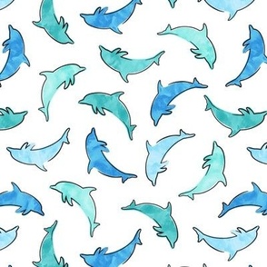 dolphins - nautical - multi blue - LAD22
